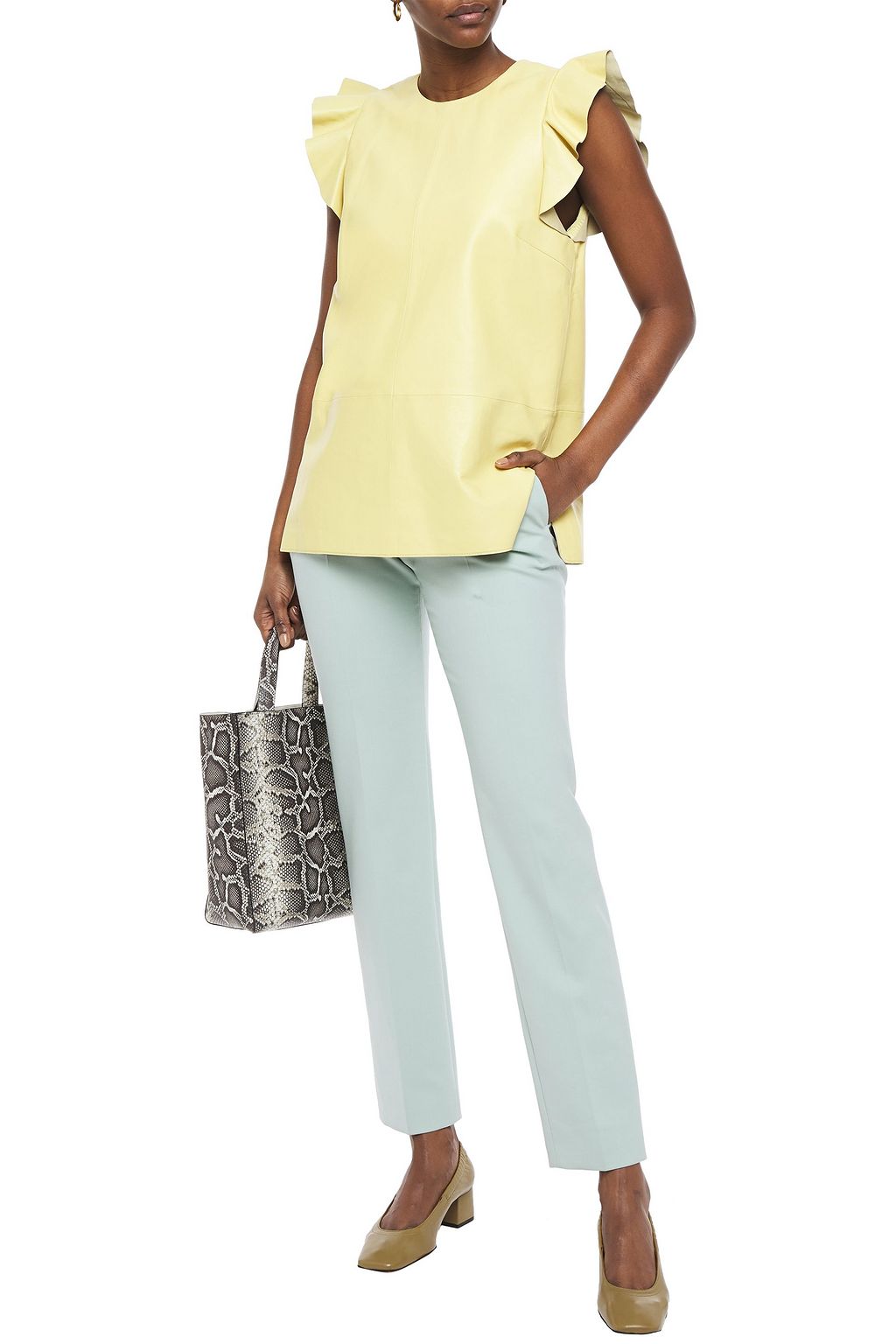 STAND STUDIO Naava ruffled leather top