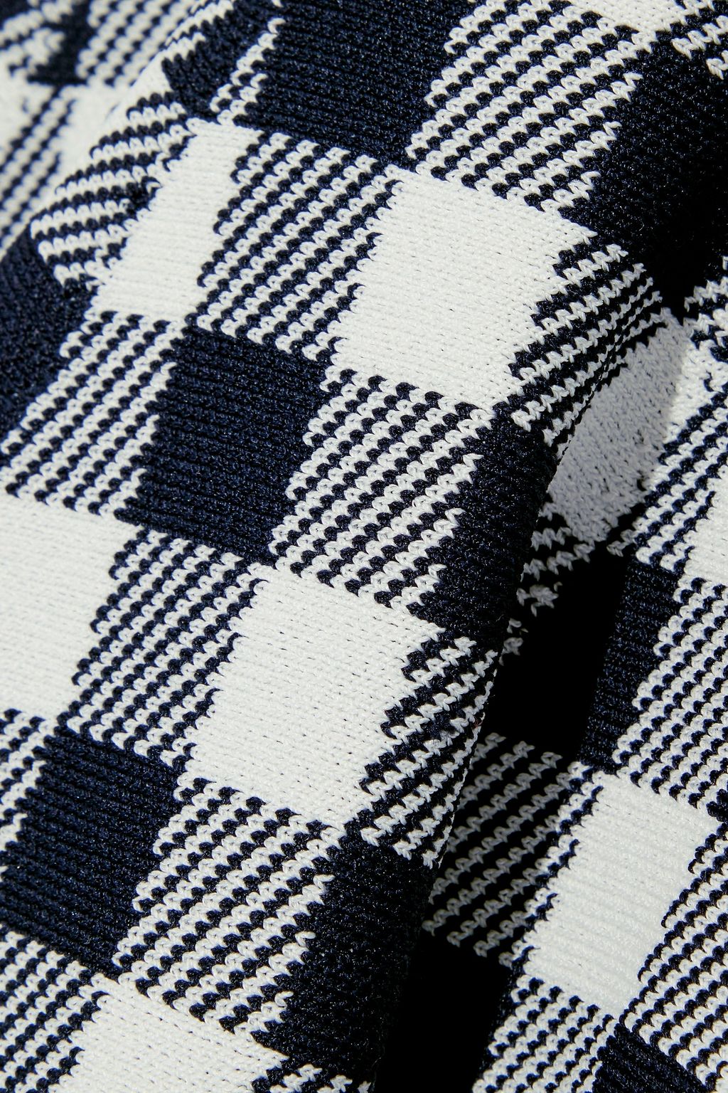 SIMKHAI Fluted gingham jacquard-knit mini dress