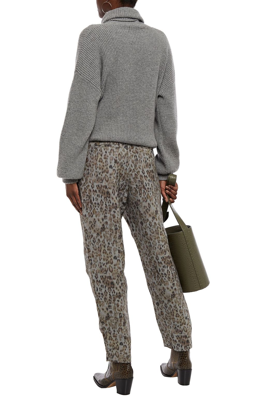 IRO Pride pleated leopard-print linen-blend tapered pants