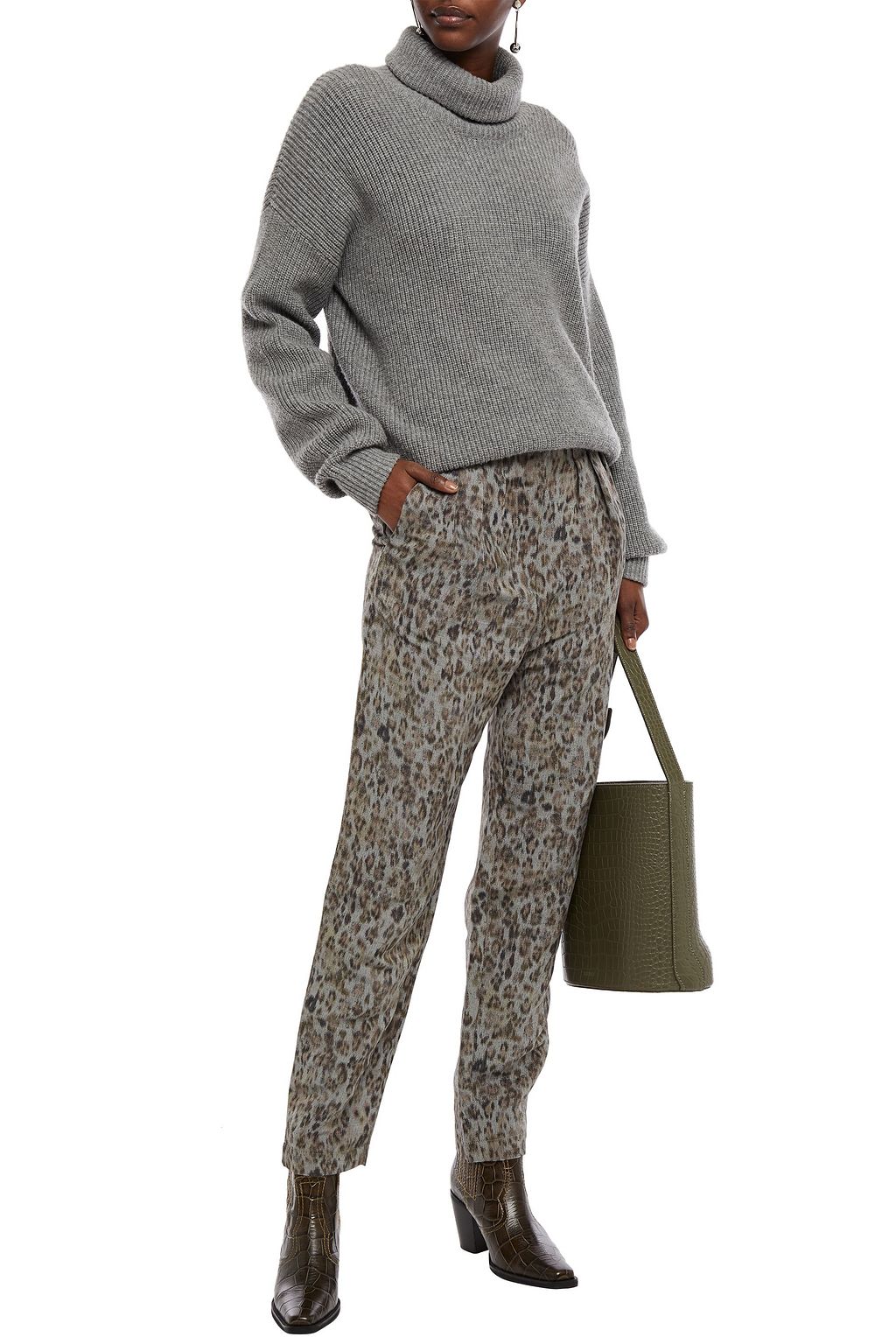 IRO Pride pleated leopard-print linen-blend tapered pants