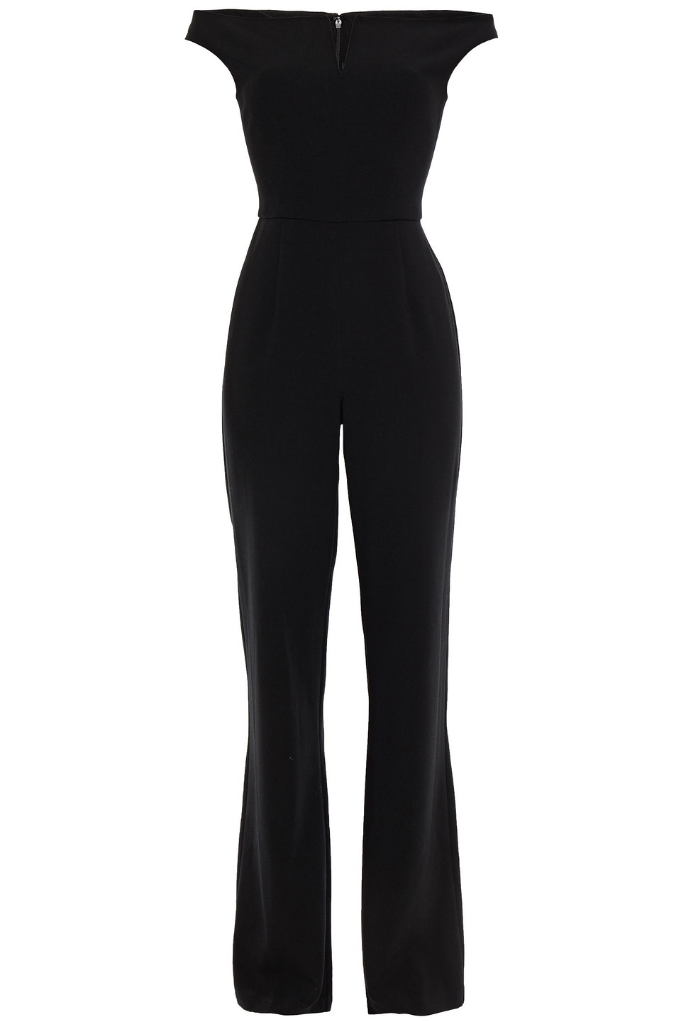 black halo - akiva off-the-shoulder ponte jumpsuit - black - us 0