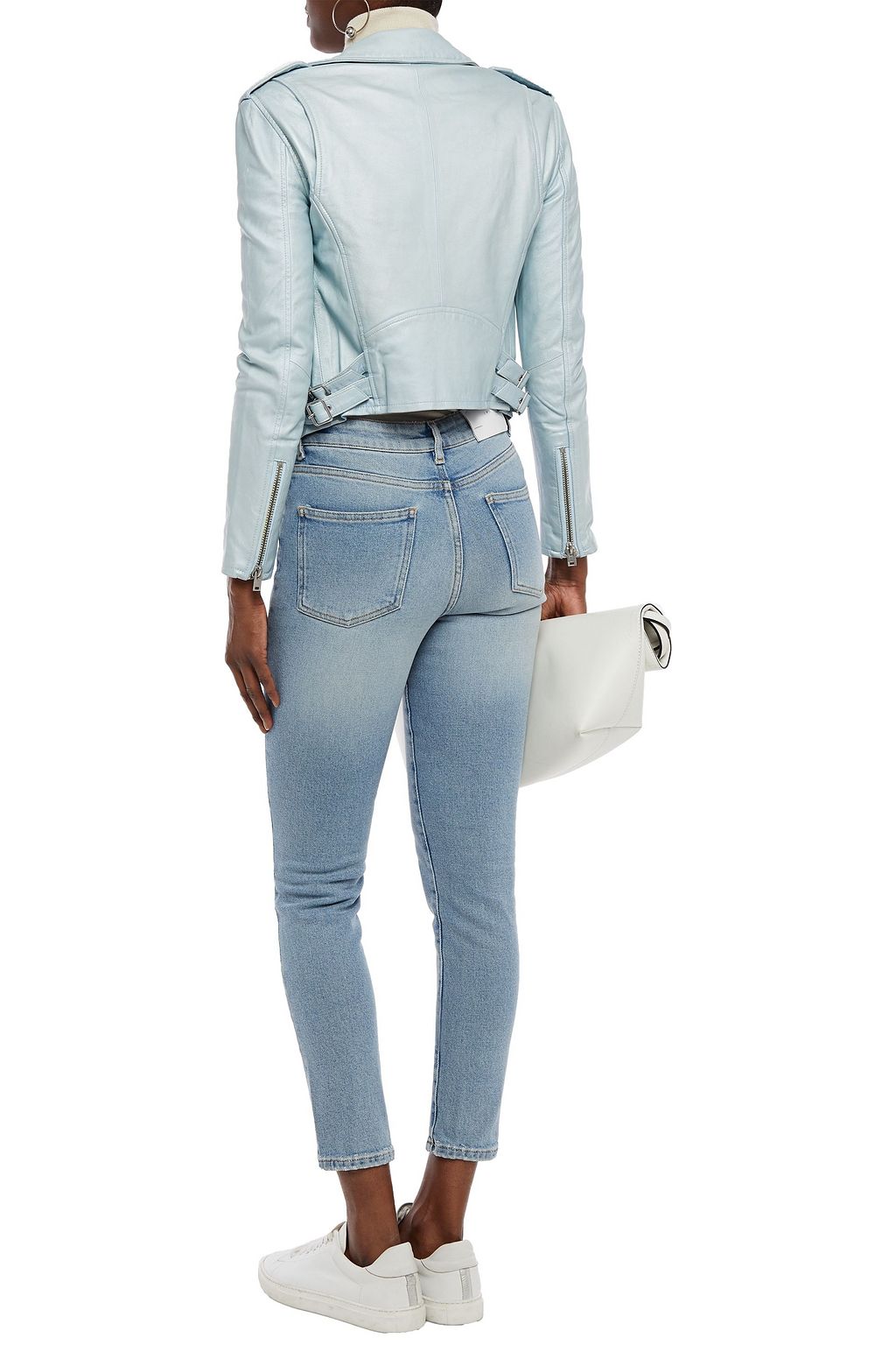 IRO Ashville cropped washed-leather biker jacket