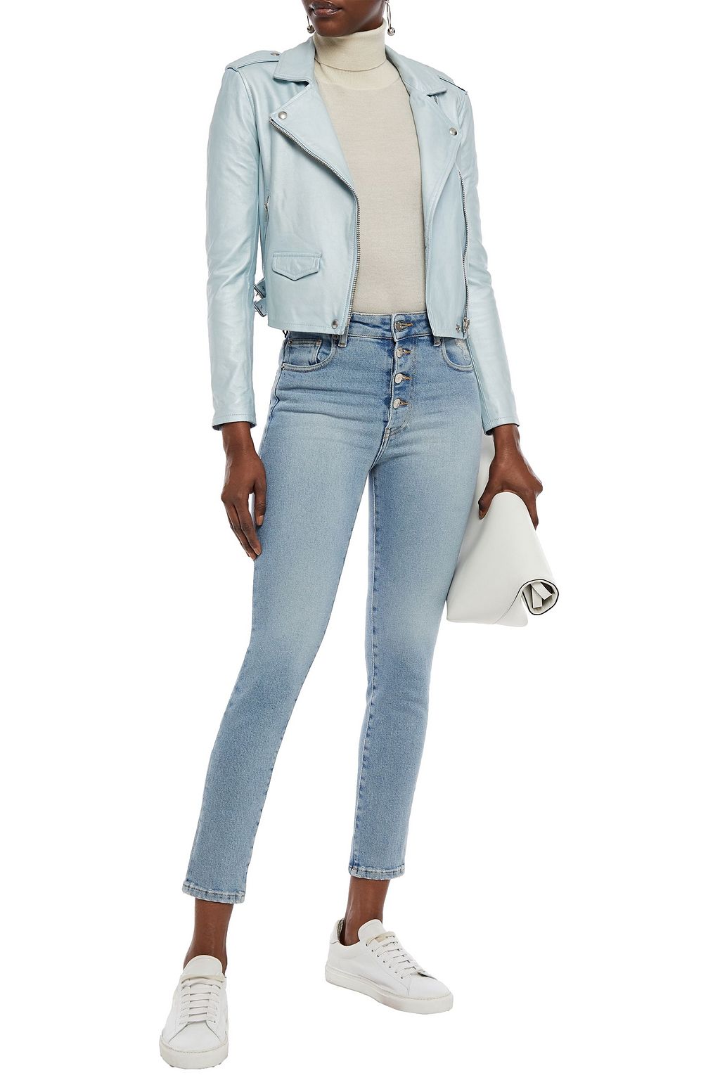 IRO Ashville cropped washed-leather biker jacket