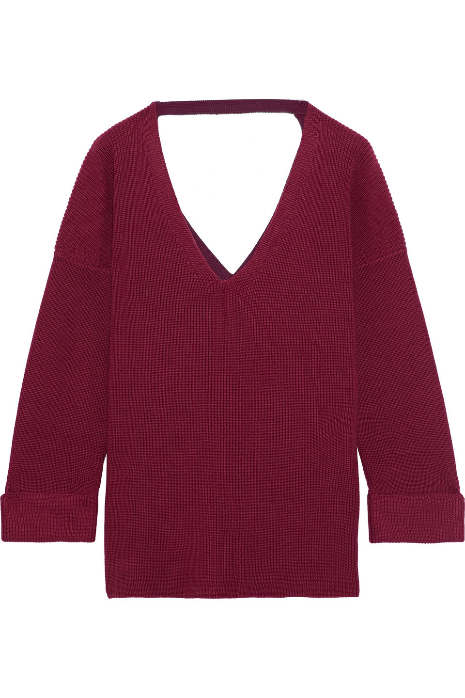 Cutout ribbed cotton sweater