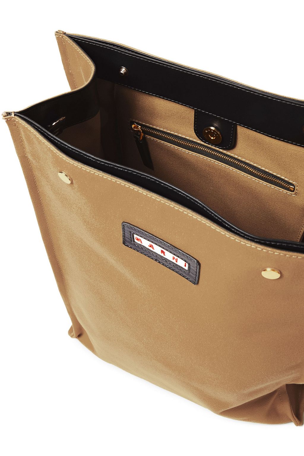 MARNI Voile leather-trimmed canvas shoulder bag