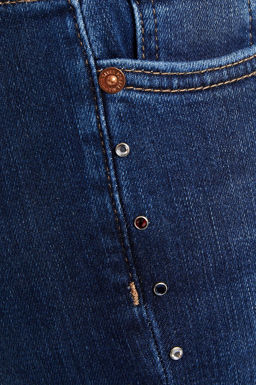 7 FOR ALL MANKIND Pyper cropped crystal-embellished mid-rise slim-leg jeans