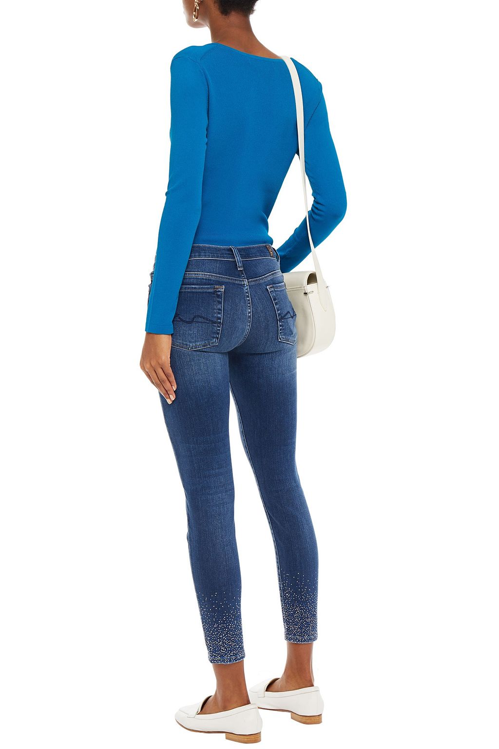 7 FOR ALL MANKIND The Skinny Crop crystal-embellished mid-rise skinny jeans