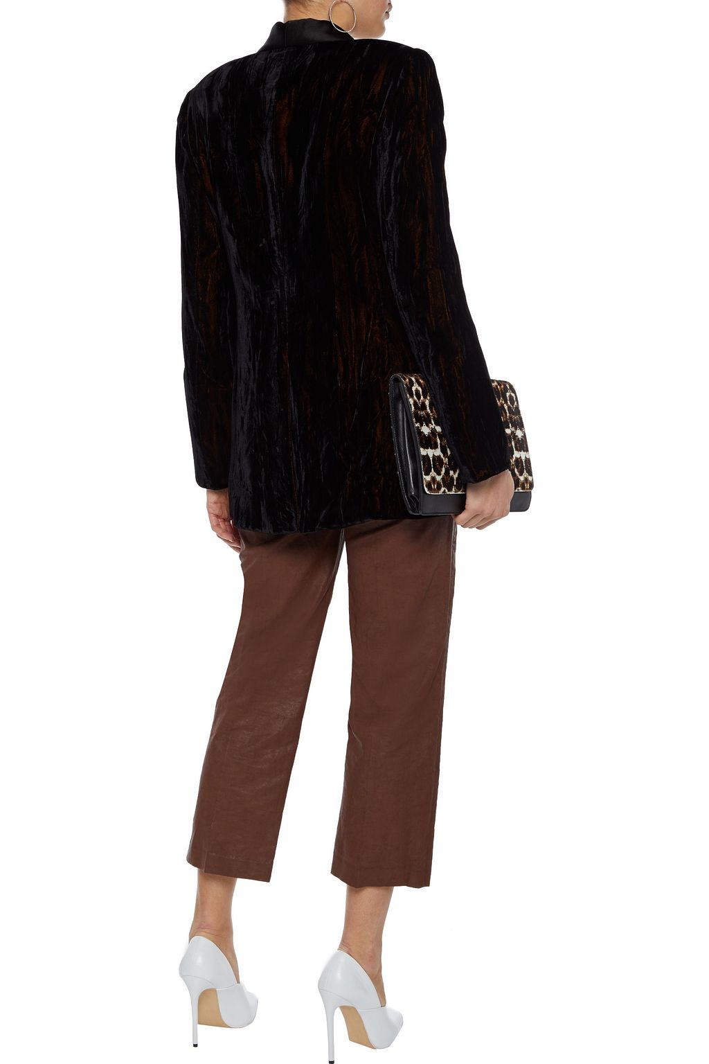 ALICE + OLIVIA Lola satin-trimmed metallic crushed-velvet blazer