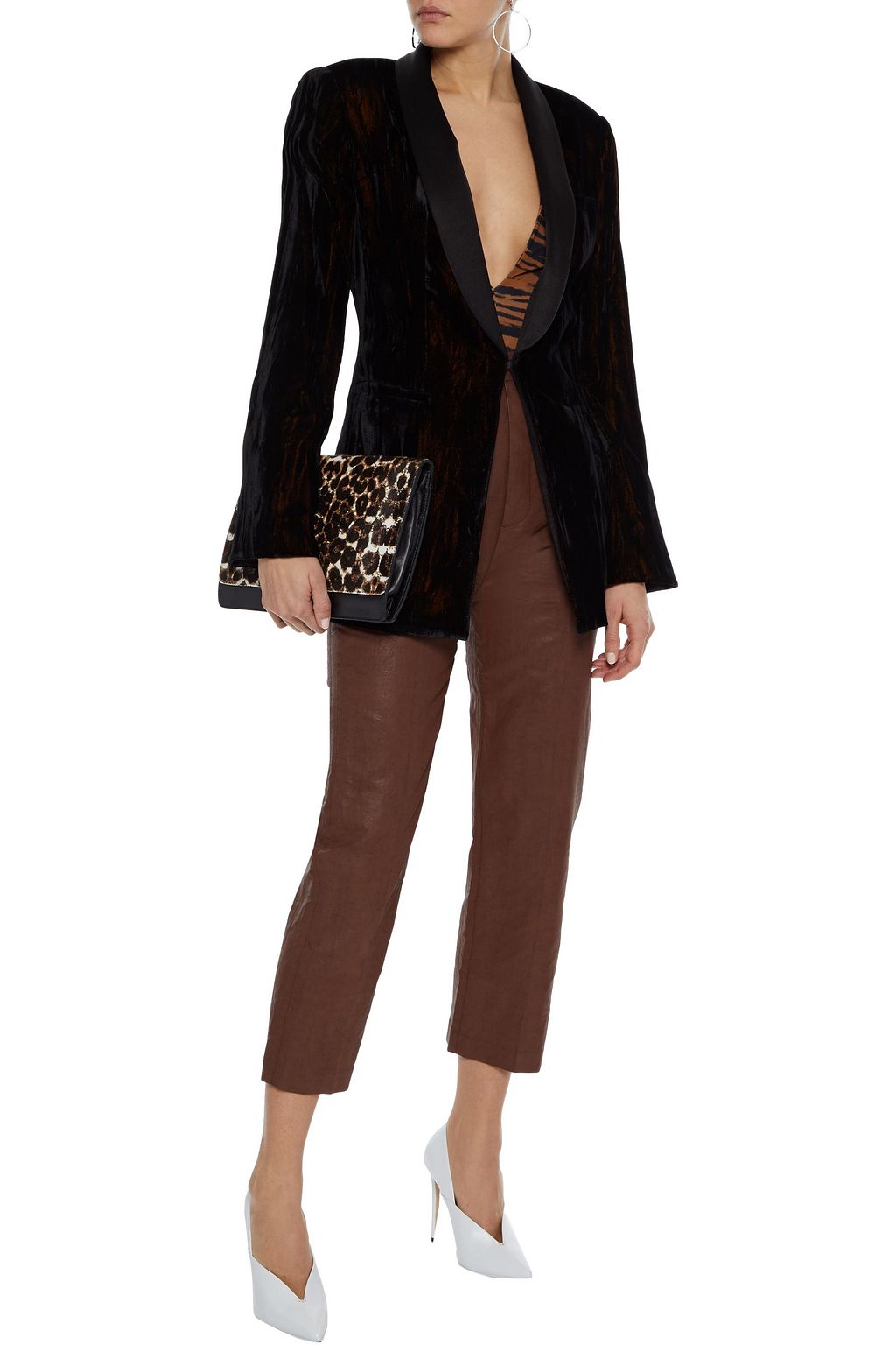 ALICE + OLIVIA Lola satin-trimmed metallic crushed-velvet blazer