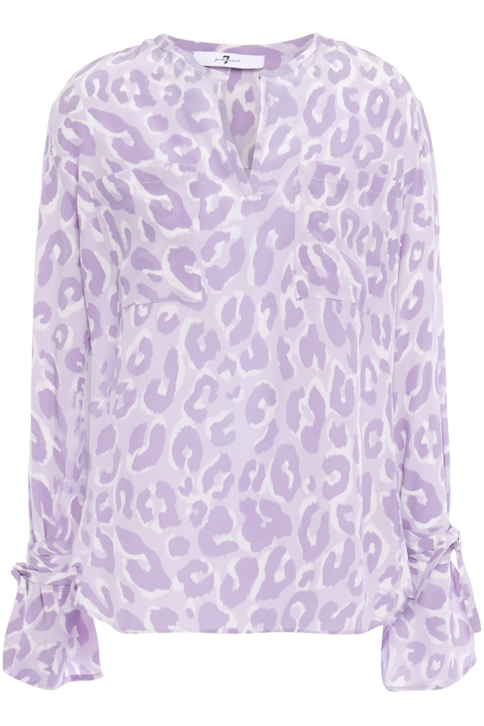 7 For All Mankind Woman Leopard-print Silk Crepe De Chine Blouse Lilac Size M