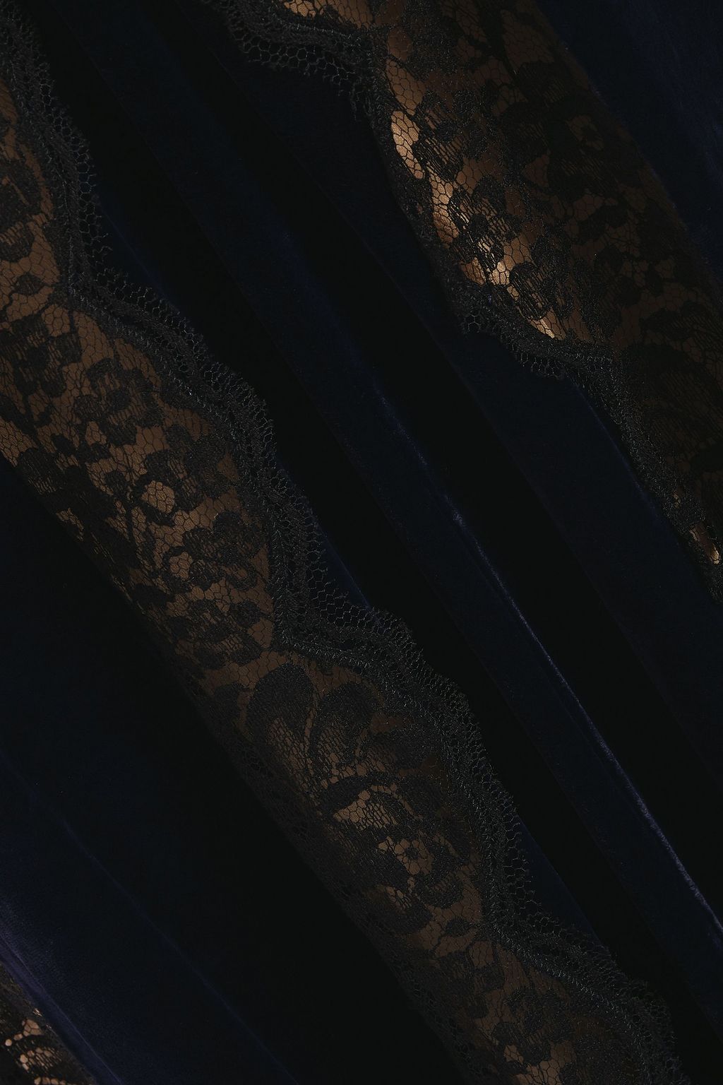 STELLA MCCARTNEY Lace-trimmed velvet maxi slip dress