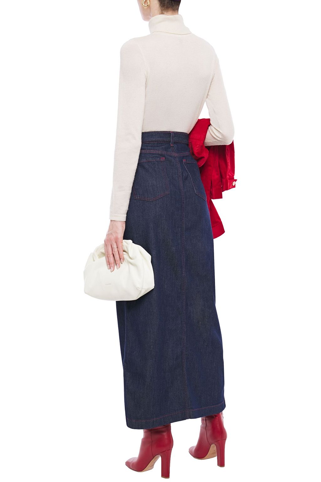 7 FOR ALL MANKIND Belted denim maxi skirt