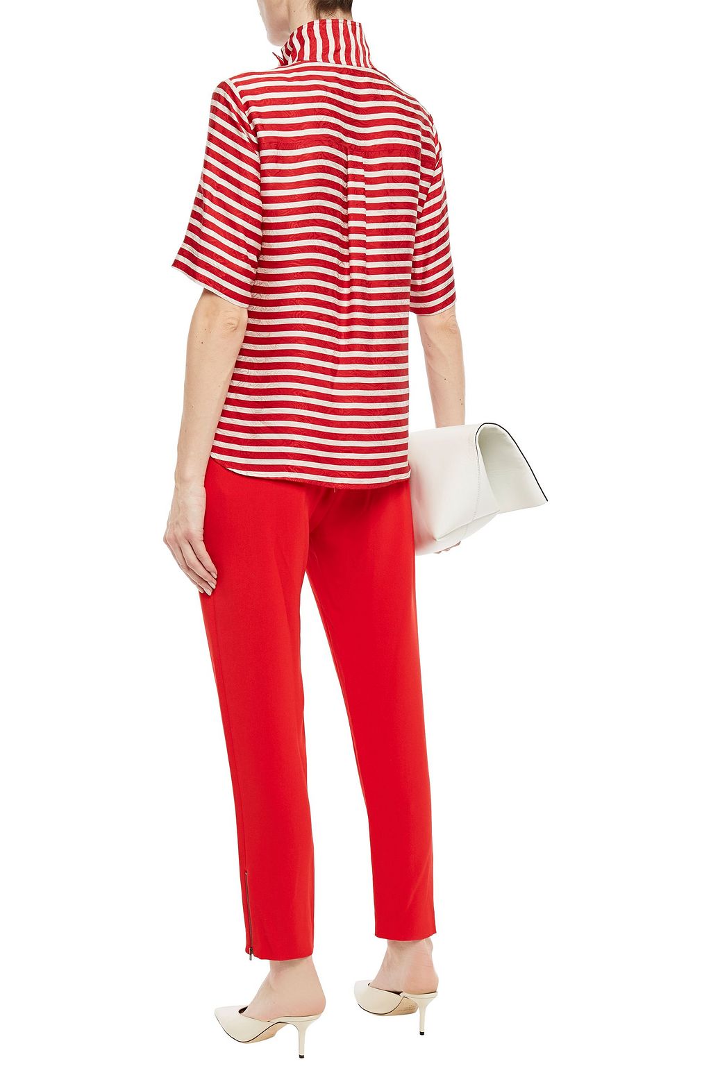 STELLA MCCARTNEY Paneled printed silk-jacquard shirt