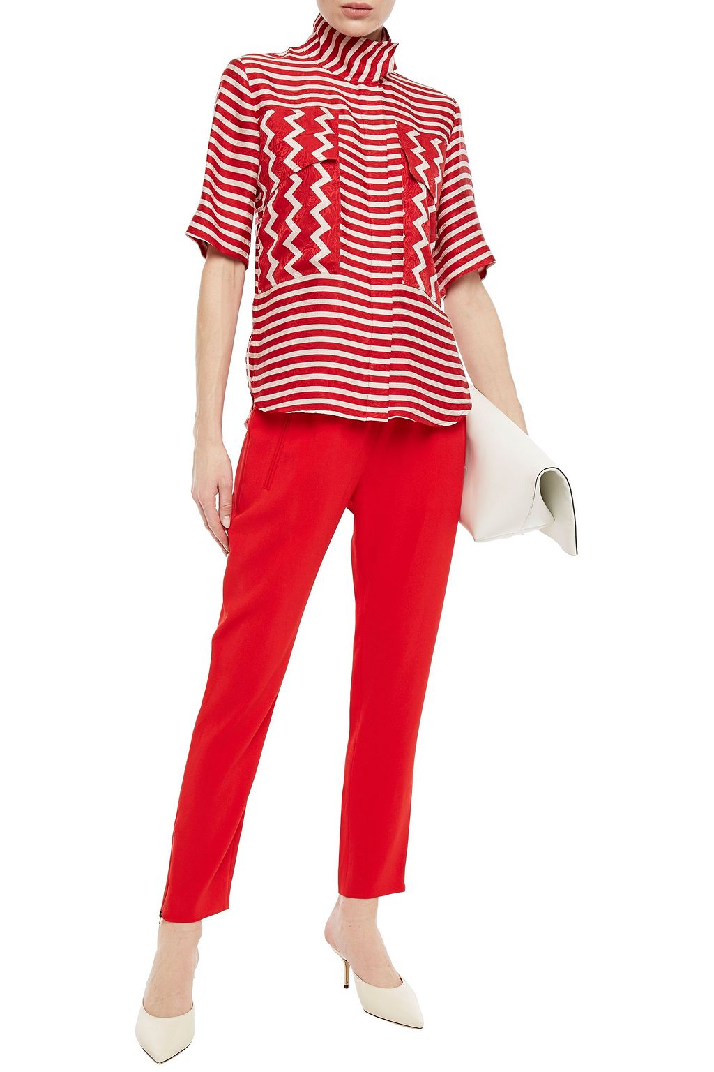 STELLA MCCARTNEY Paneled printed silk-jacquard shirt
