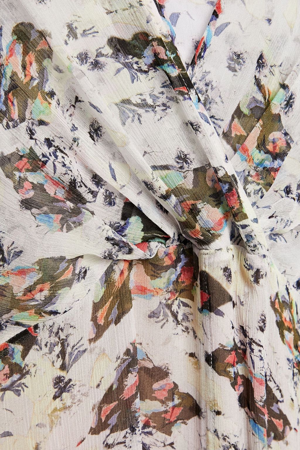 IRO Wrap-effect gathered printed georgette midi dress