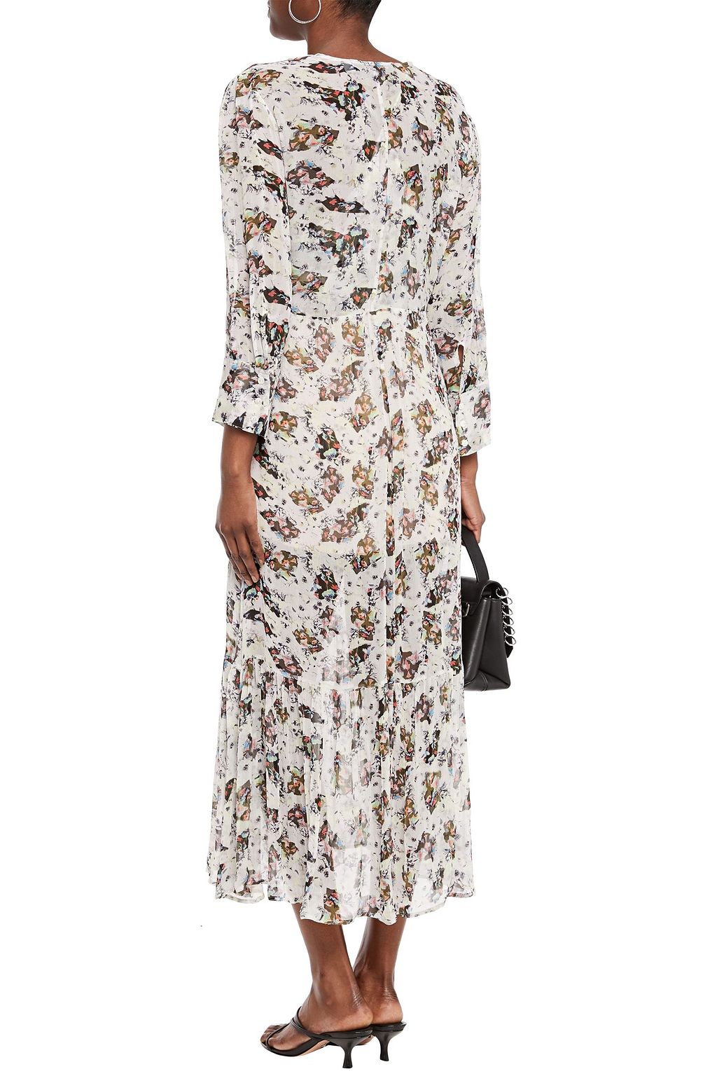 IRO Wrap-effect gathered printed georgette midi dress