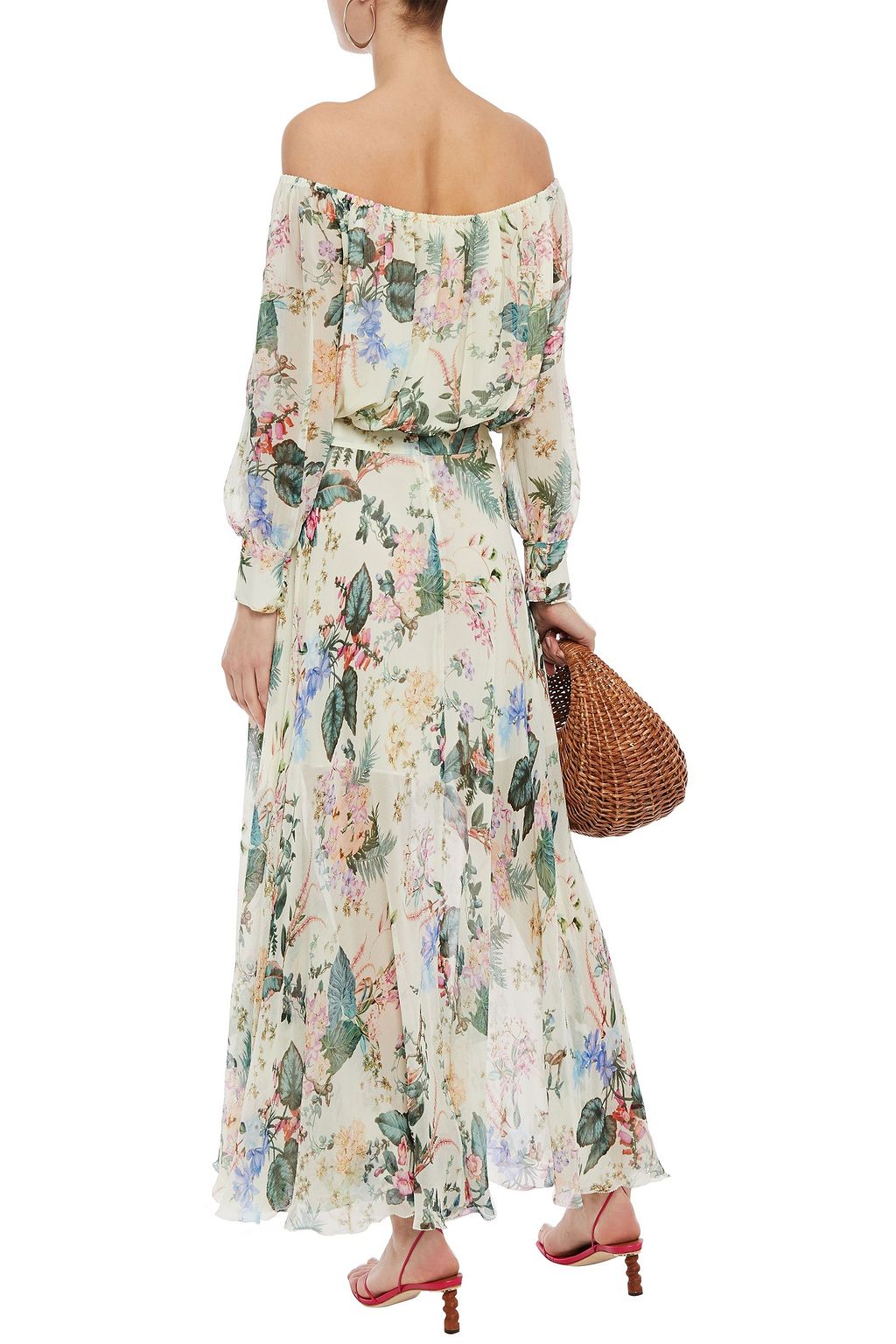 TIGERLILY Floral-print crinkled silk-gauze maxi skirt