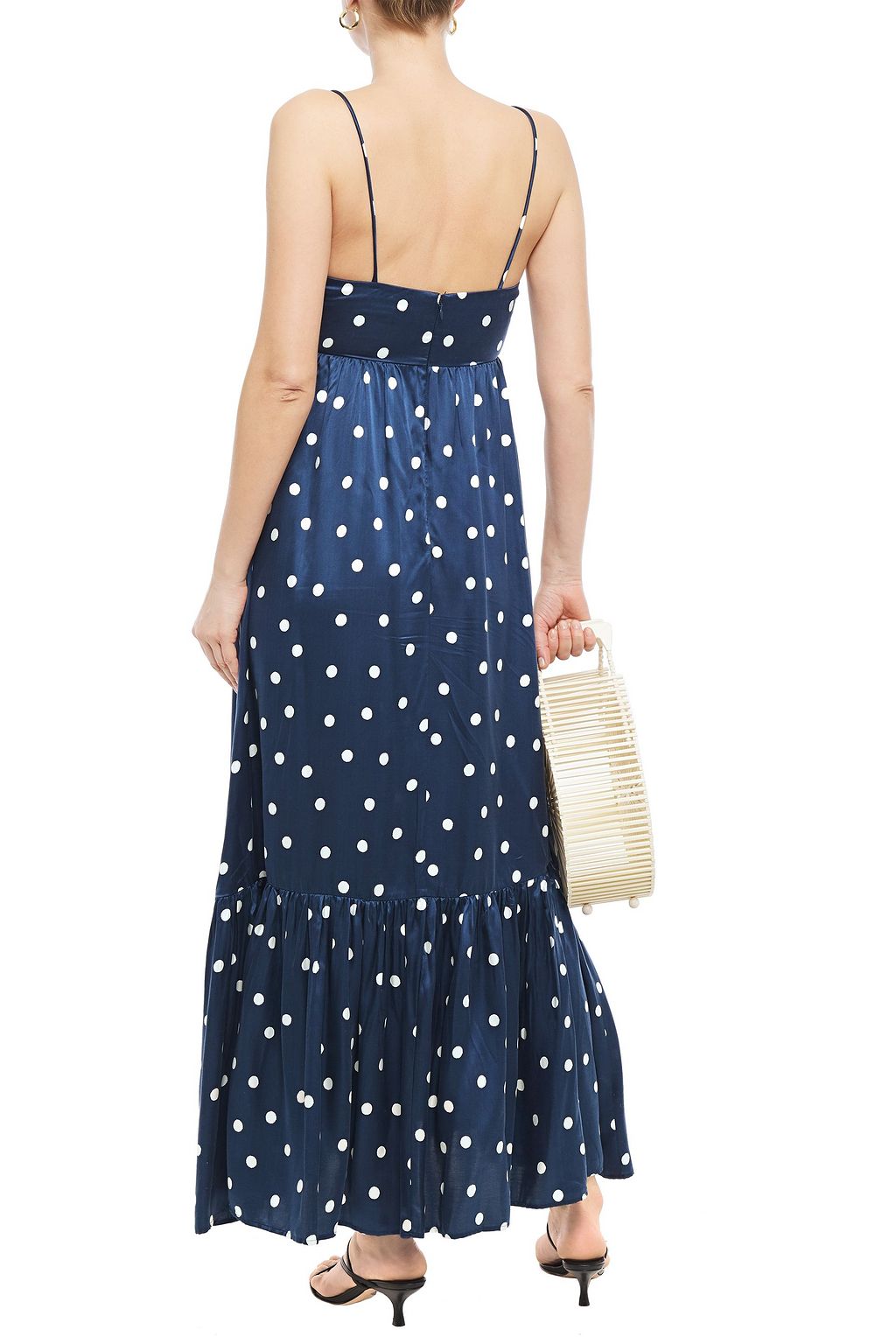 TIGERLILY Akami bow-detailed polka-dot satin maxi slip dress