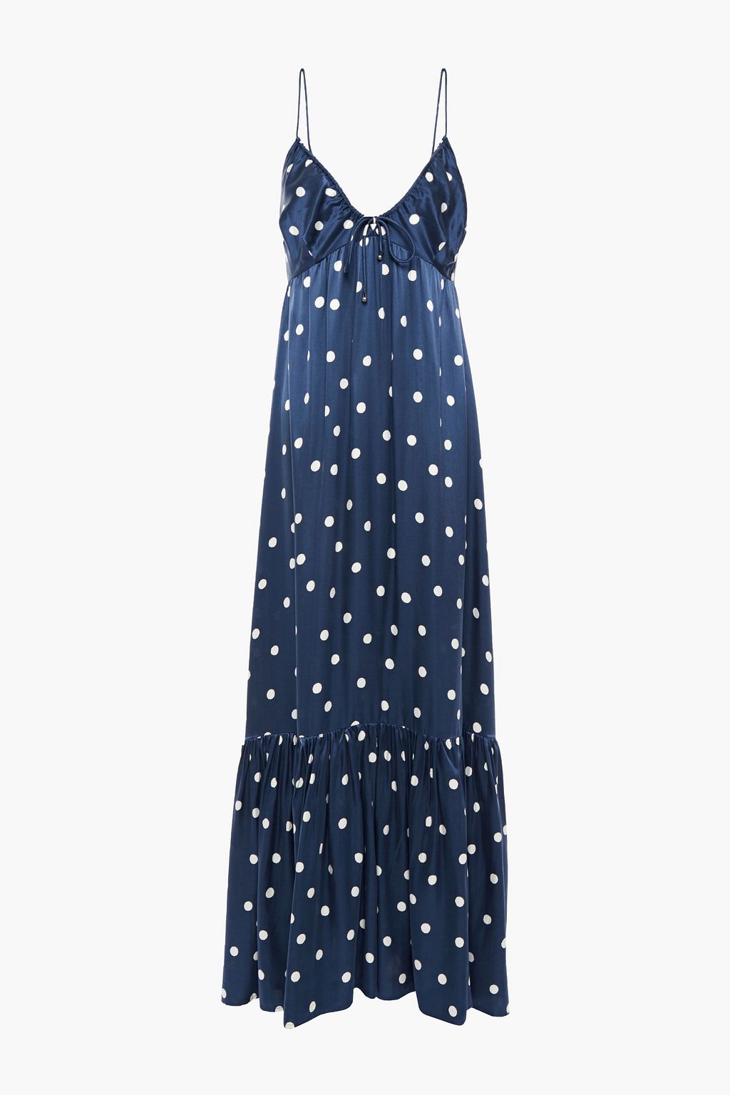 navy blue polka dot maxi dress