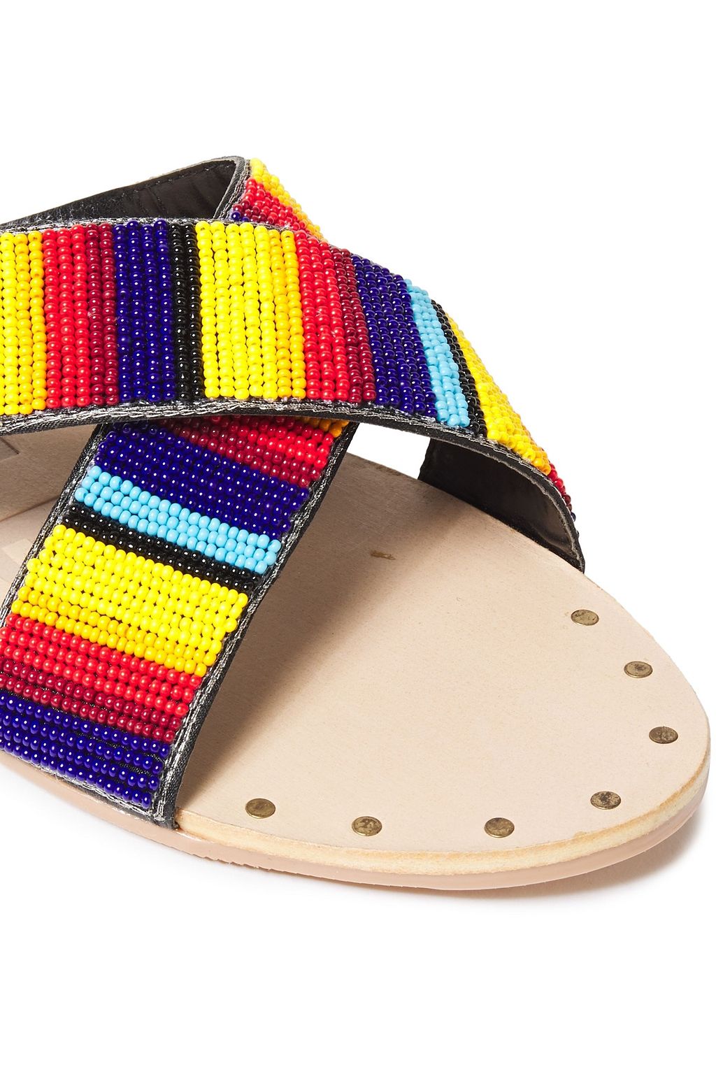 MANEBÍ Bead-embellished leather slides