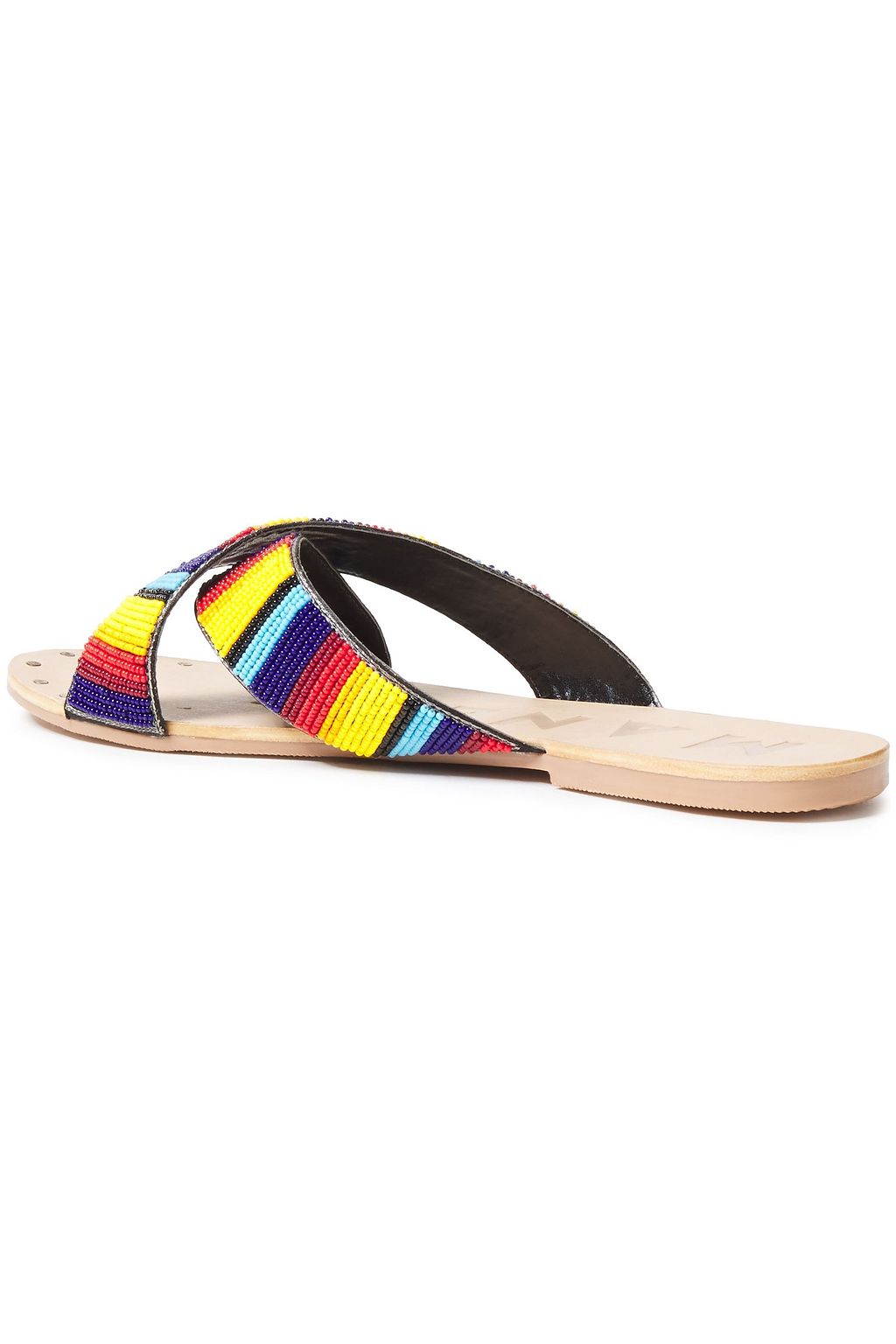 MANEBÍ Bead-embellished leather slides