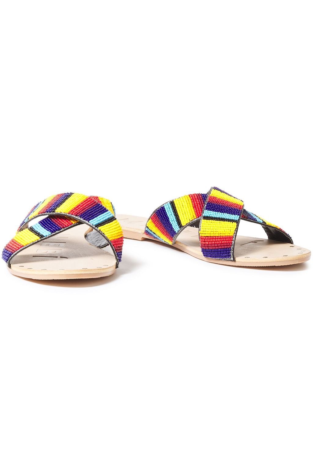MANEBÍ Bead-embellished leather slides