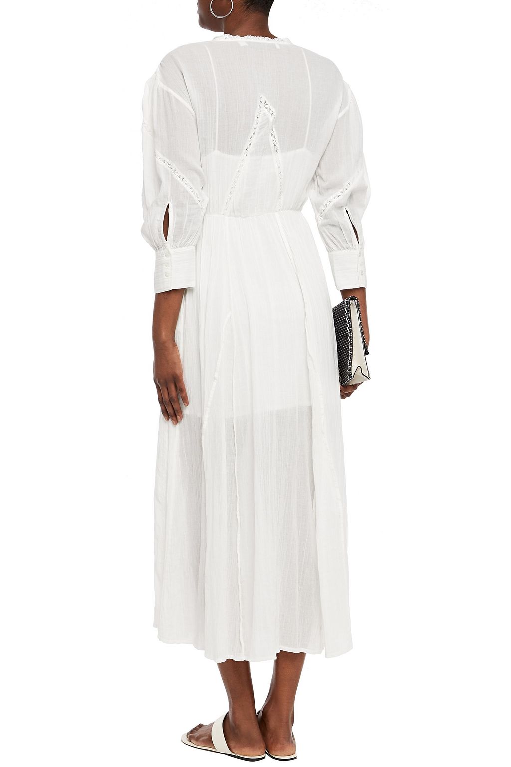IRO Artistic crochet-trimmed cotton-gauze midi dress