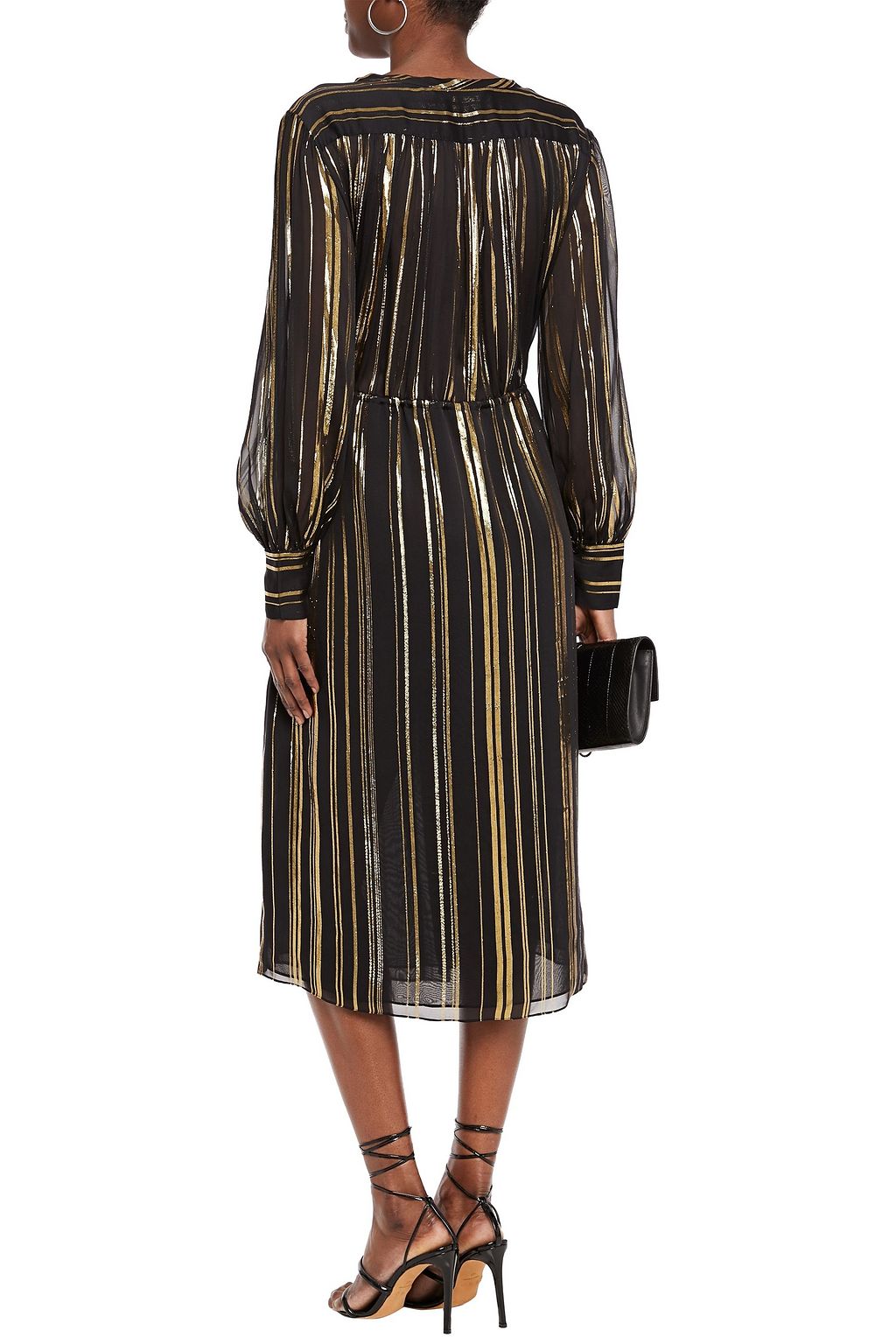 IRO Beloved gathered metallic chiffon midi dress
