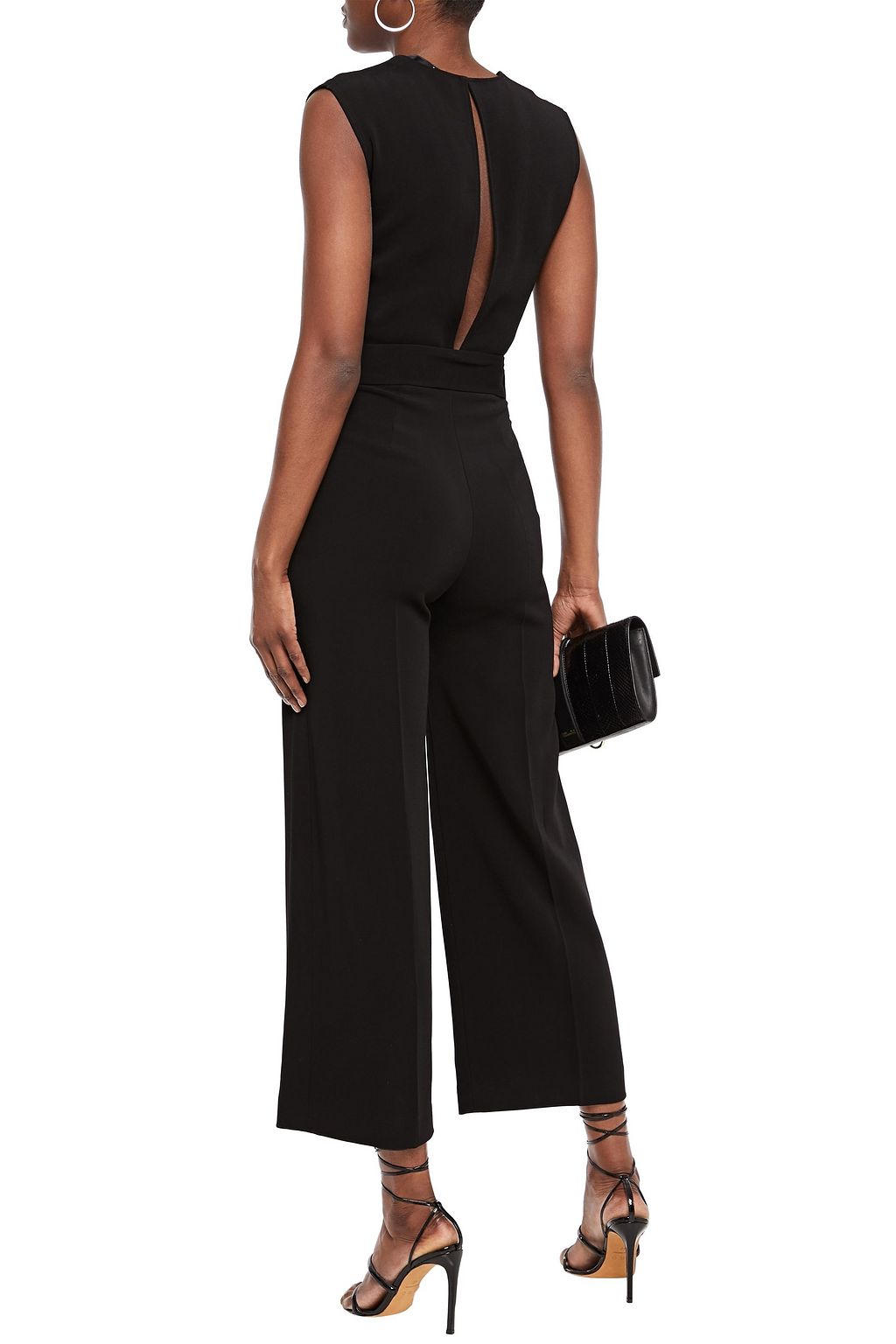 IRO Crew cropped wrap-effect stretch-cady jumpsuit