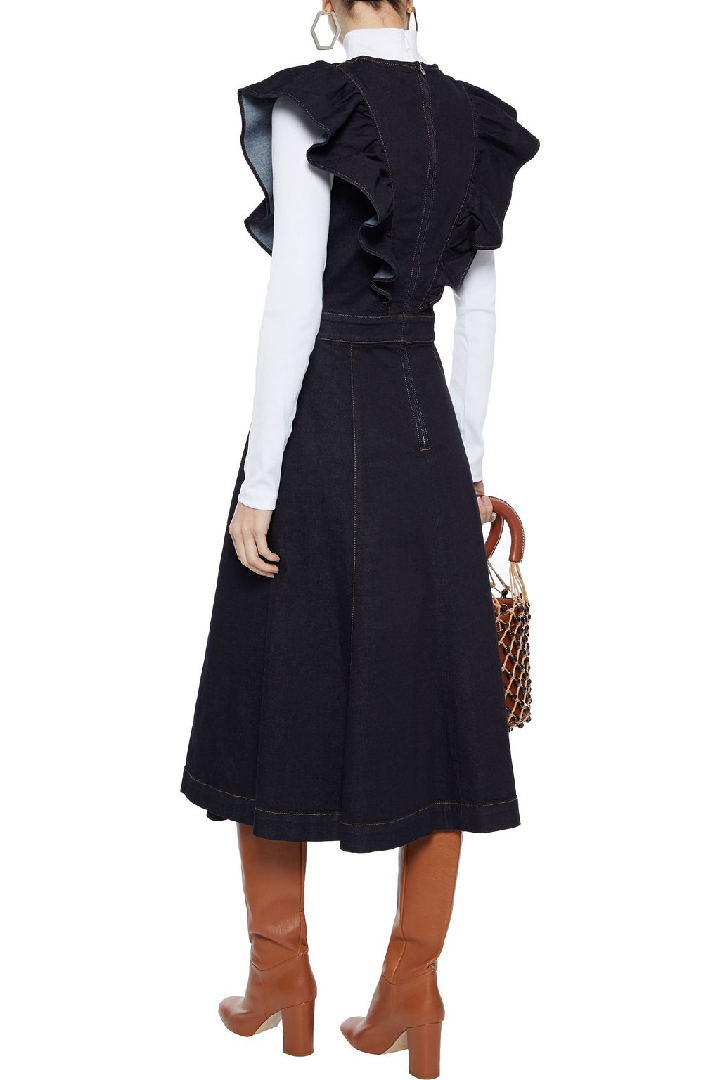 STELLA MCCARTNEY Brylee ruffle-trimmed denim midi dress