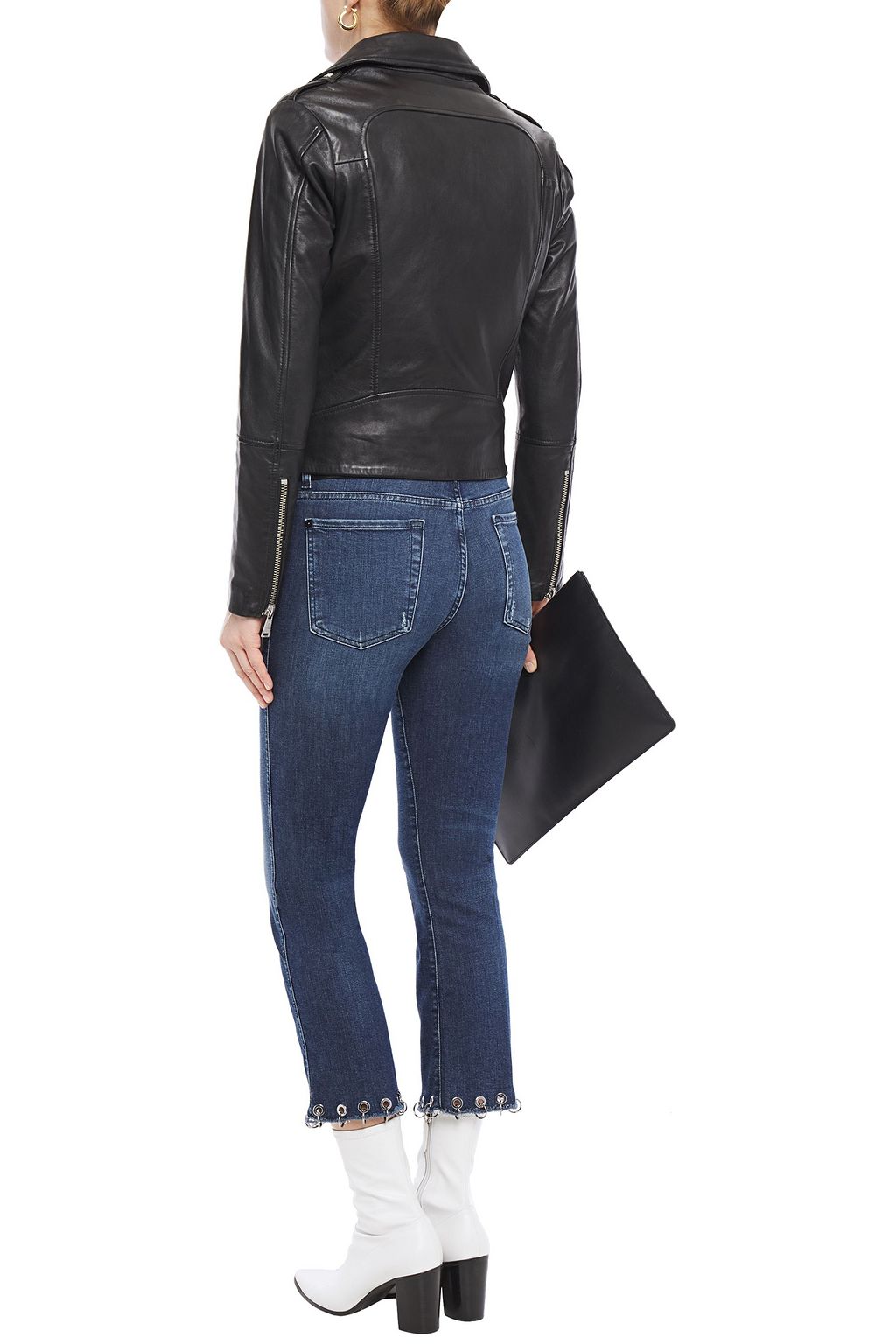 7 FOR ALL MANKIND Cropped eyelet-embellished high-rise bootcut jeans