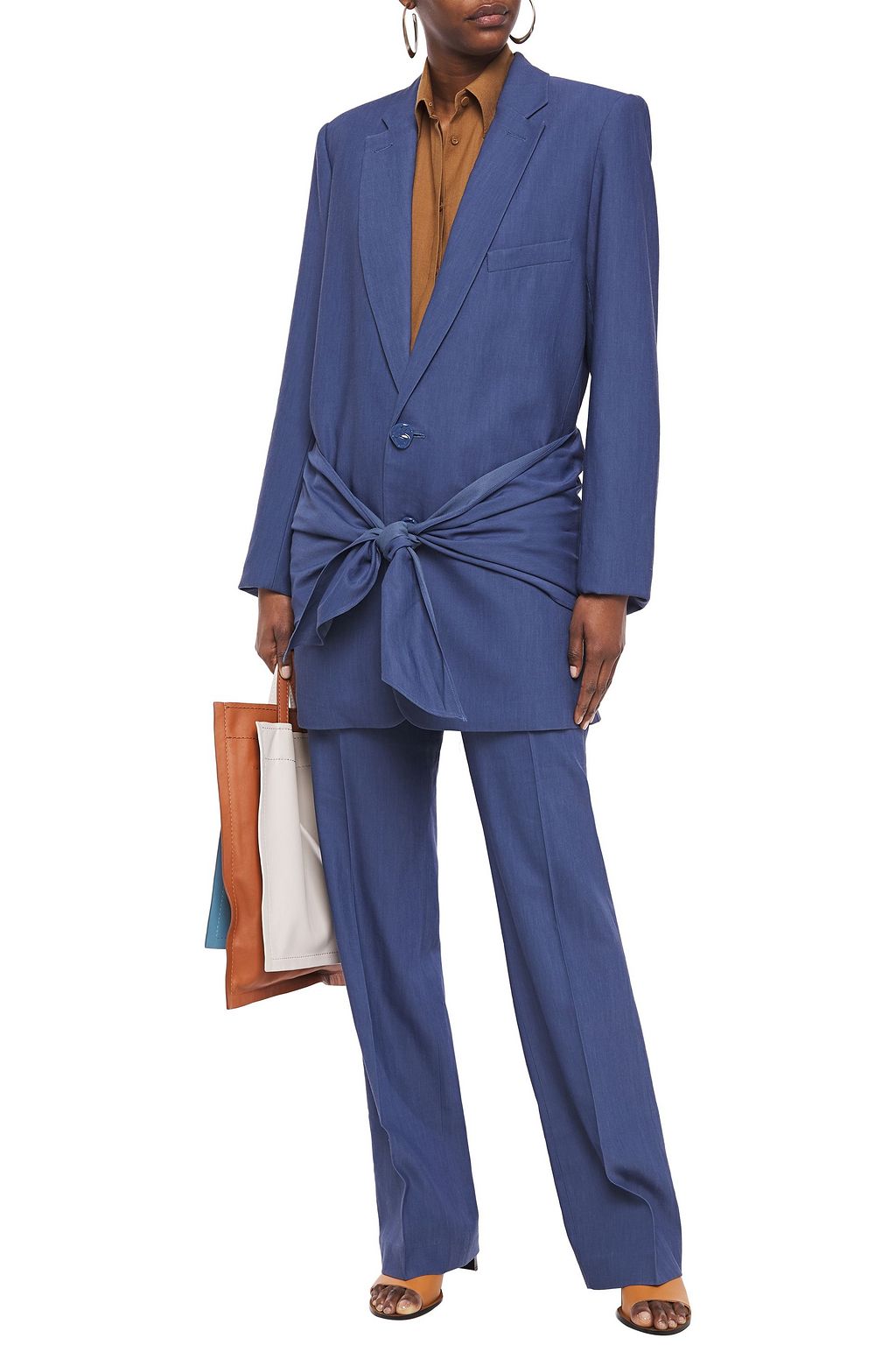 TIBI Tie-front twill blazer