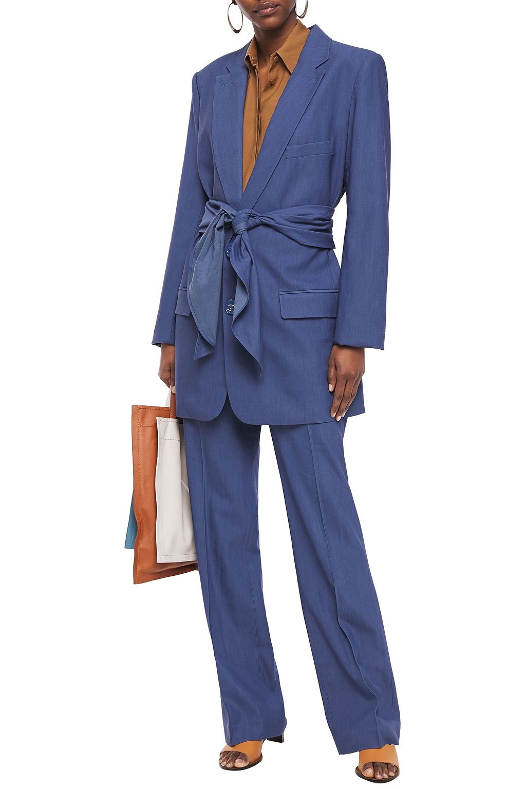 TIBI Tie-front twill blazer