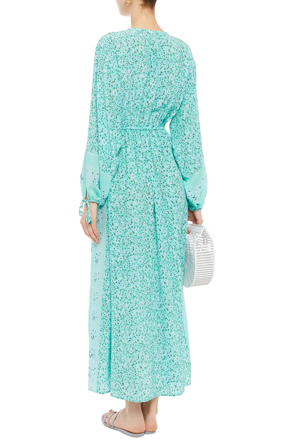 TIGERLILY Gathered printed silk crepe de chine maxi dress