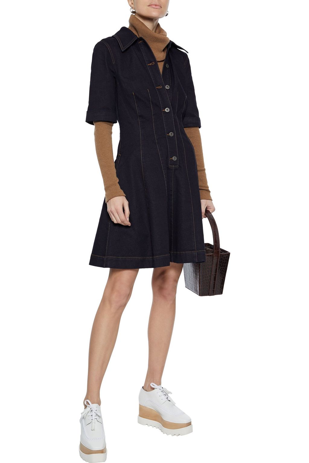 Dark denim Isabella flared denim mini dress | STELLA MCCARTNEY | THE OUTNET