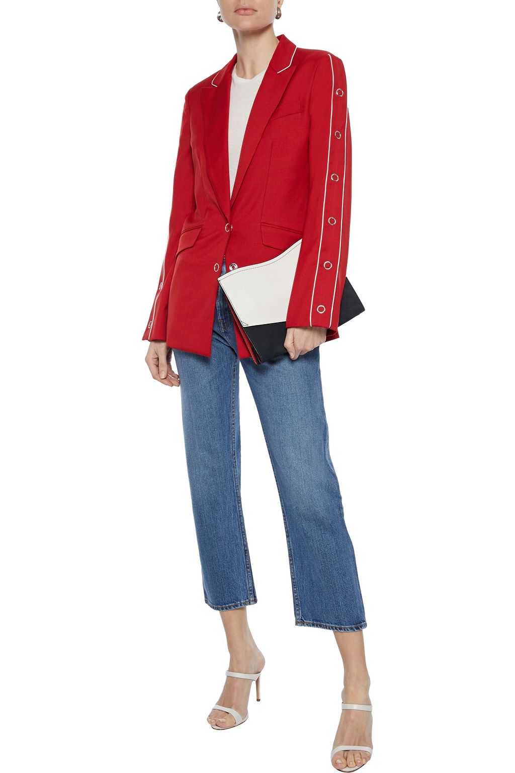 SIMKHAI Snap-detailed wool-blend twill blazer