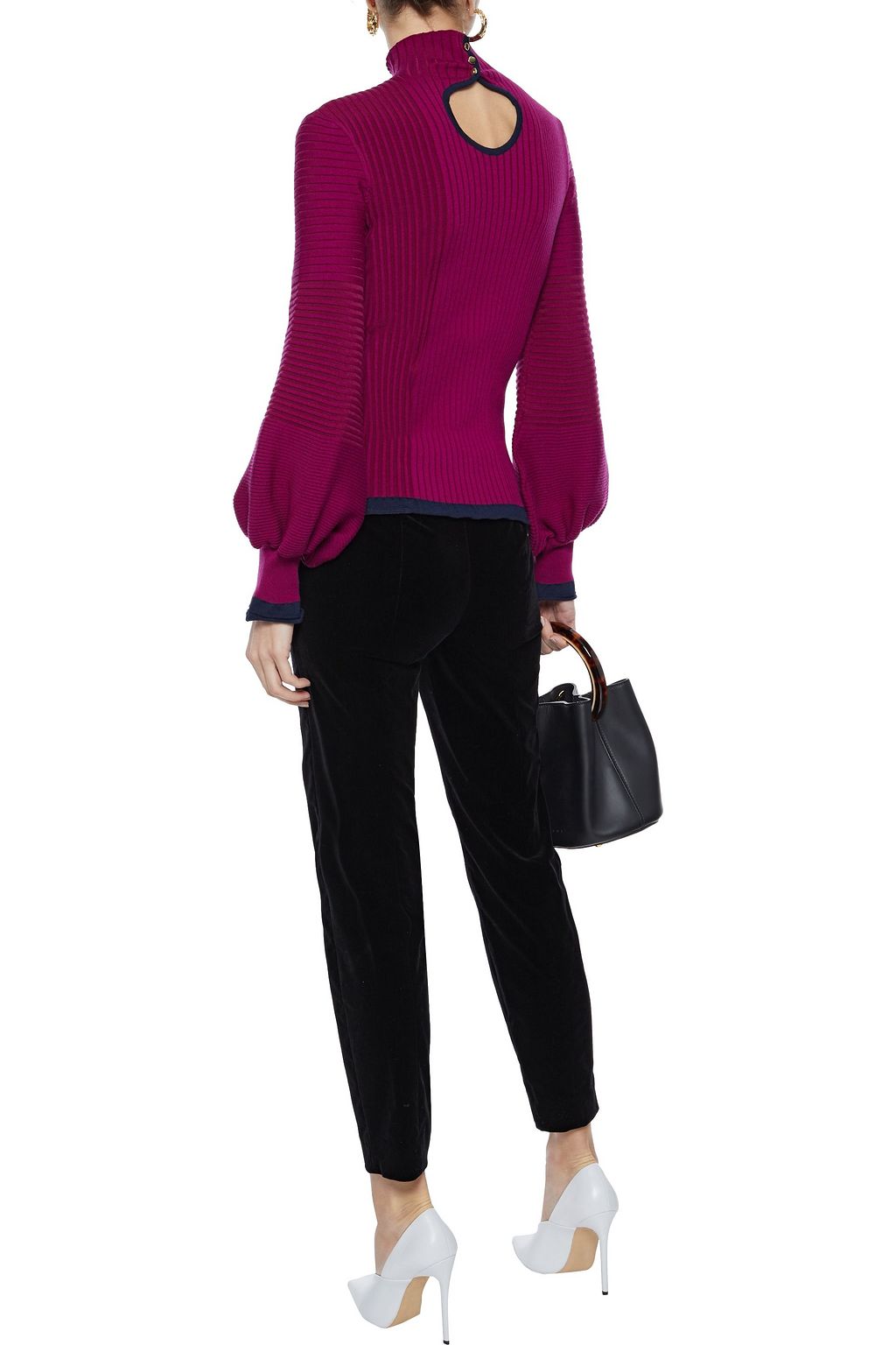 REDVALENTINO Cropped cotton-blend velvet slim-leg pants