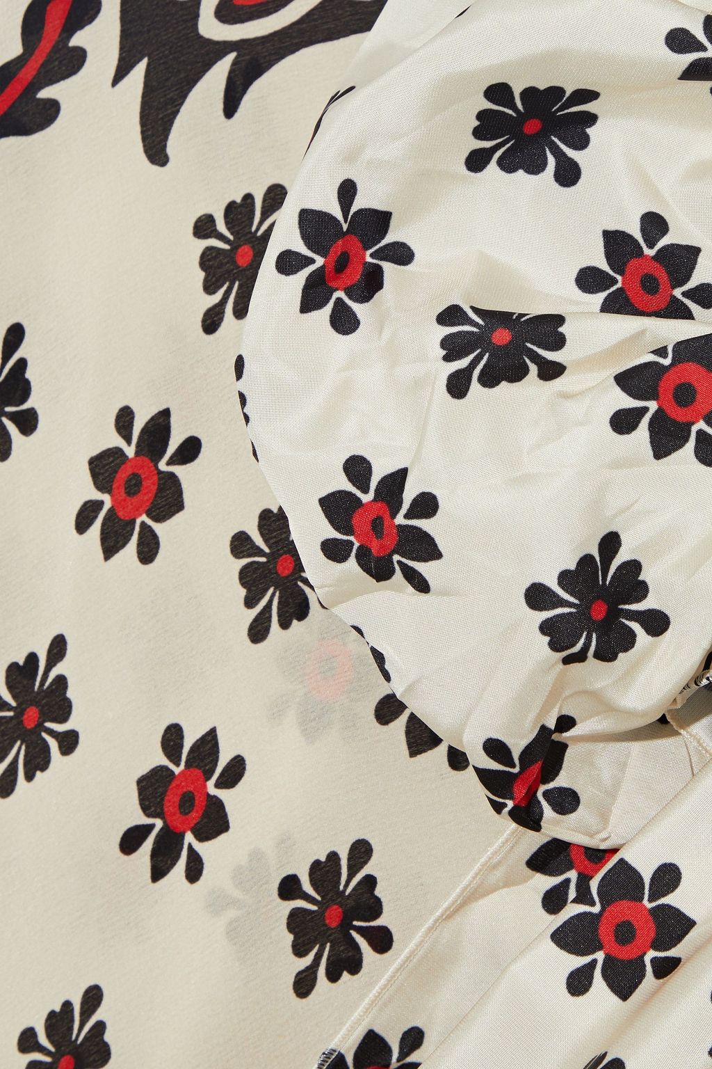 REDVALENTINO Bow-embellished printed silk crepe de chine midi dress