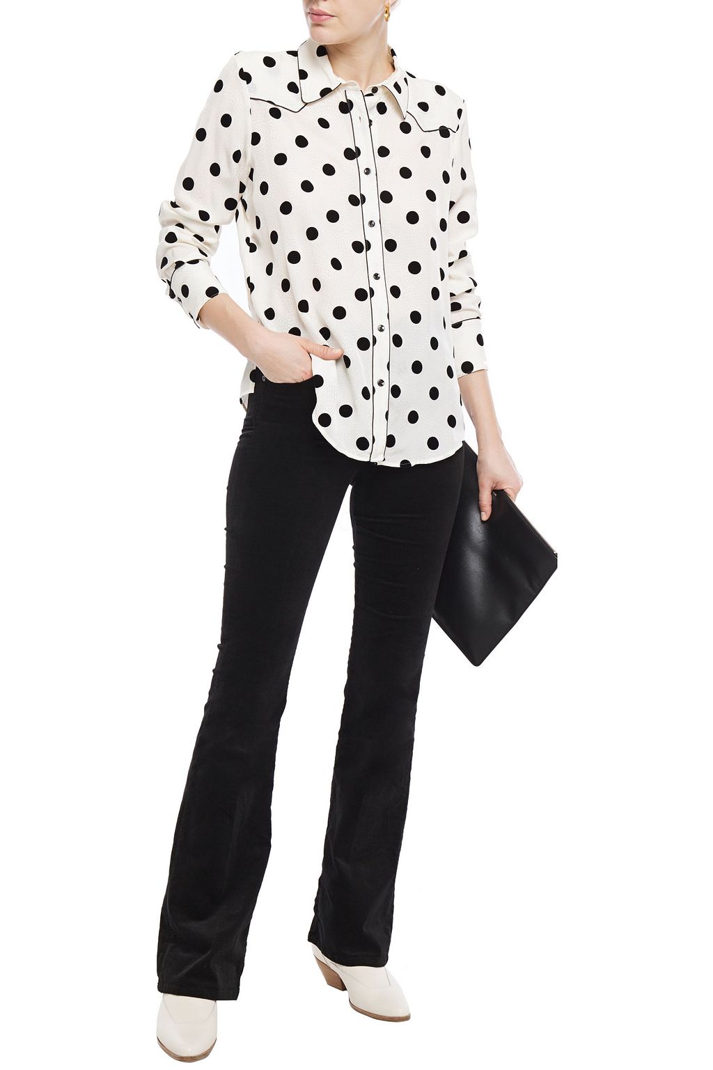 7 FOR ALL MANKIND Cotton-blend velvet flared pants
