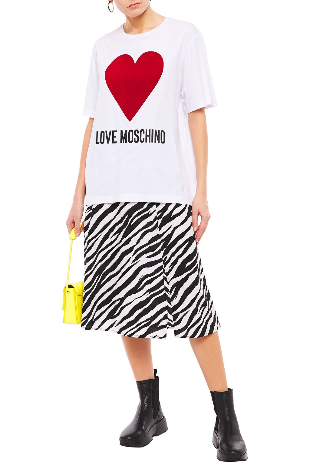 LOVE MOSCHINO Flocked printed cotton-jersey T-shirt