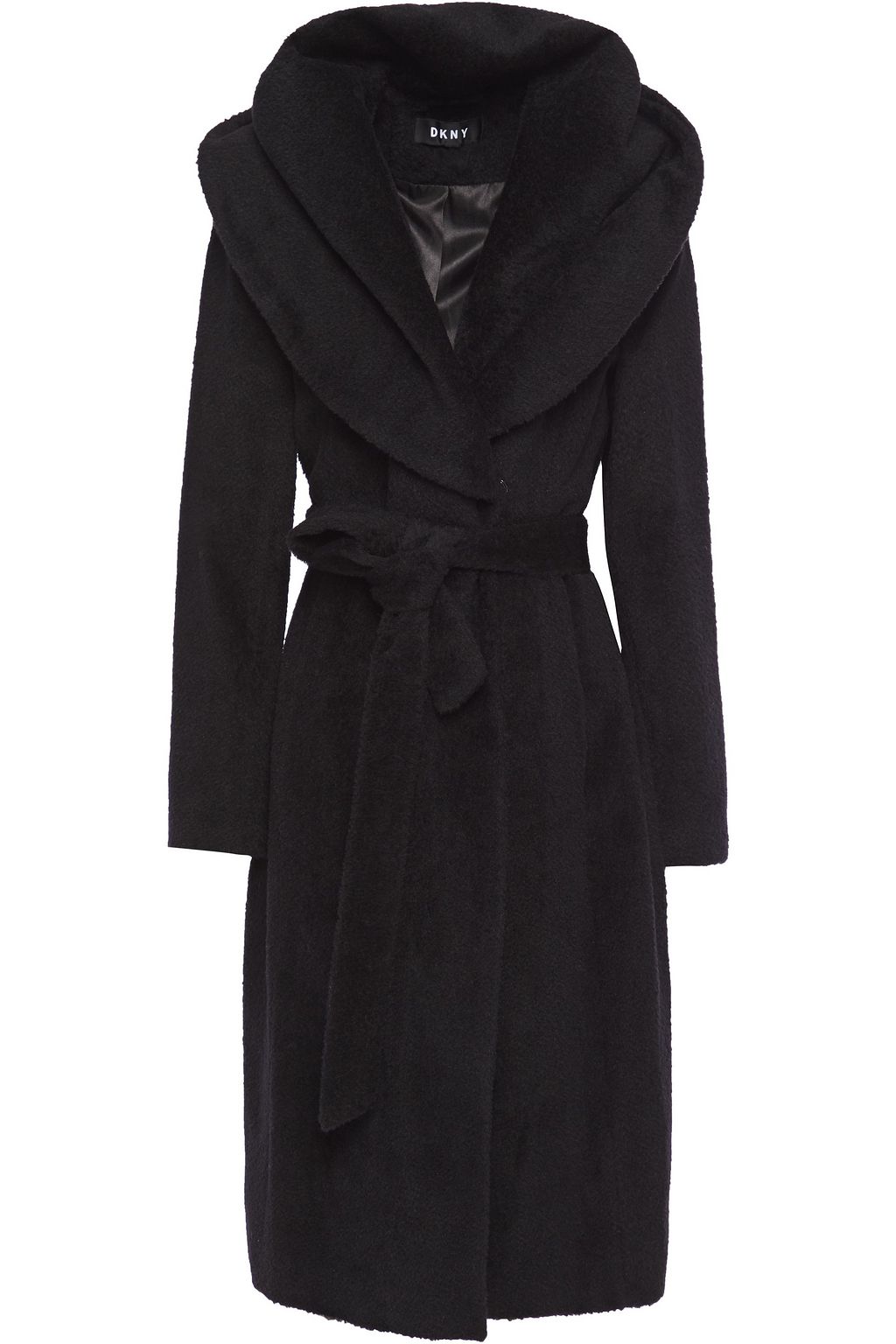 hooded belted wool coat