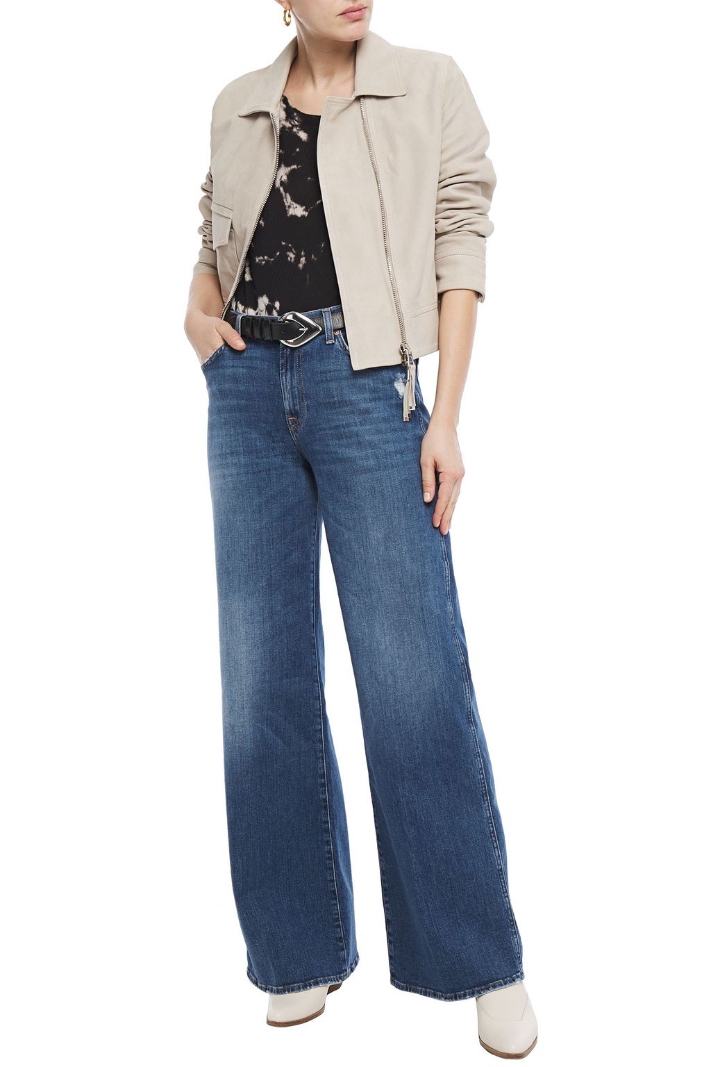 Cream Suede jacket | 7 FOR ALL MANKIND | THE OUTNET