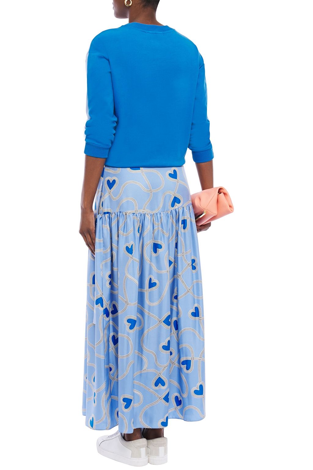 CHINTI & PARKER Gathered printed silk-twill maxi skirt