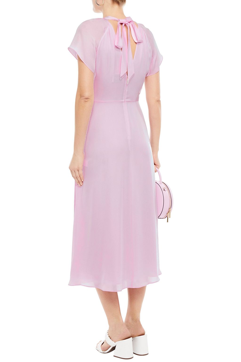 KATE SPADE NEW YORK Cutout twist-front gathered silk-cady midi dress