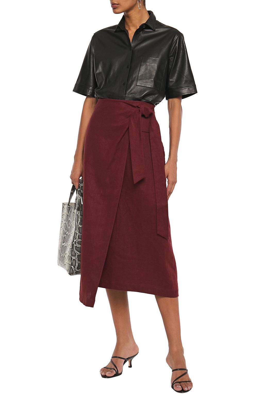 midi linen wrap skirt