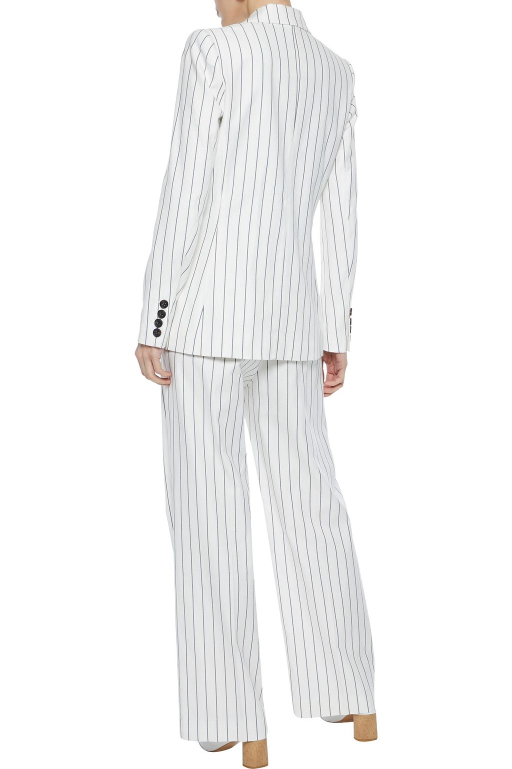 IRIS & INK Mallee double-breasted pinstriped cotton-blend twill blazer