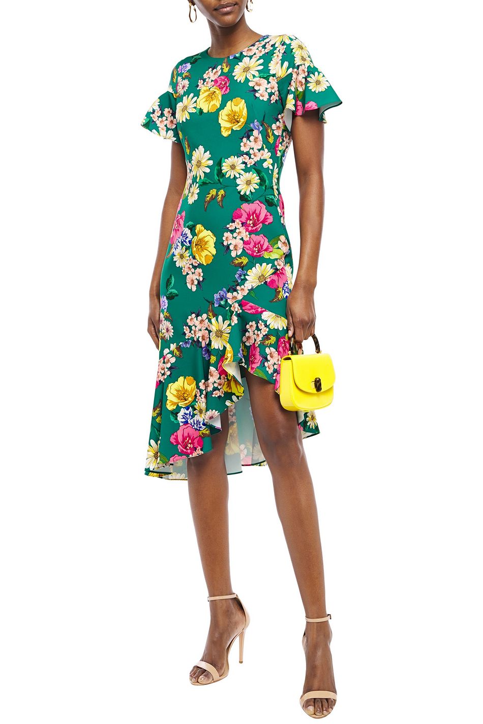 black halo becca floral mini dress
