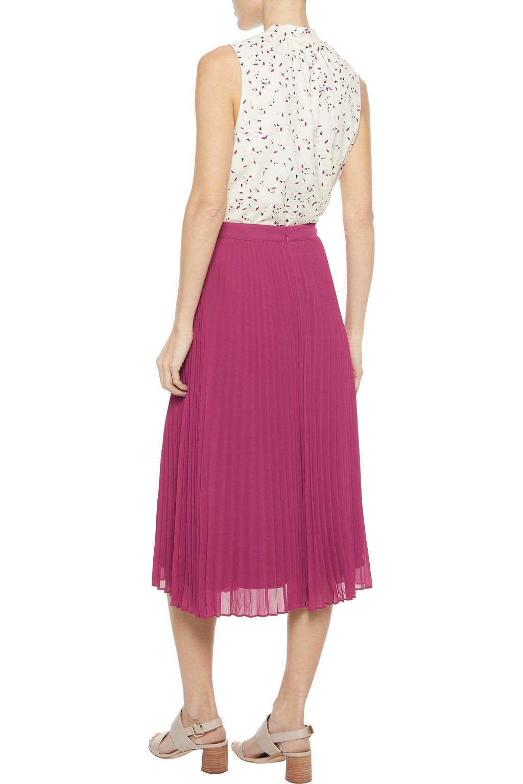 IRIS & INK Clove pleated chiffon midi skirt