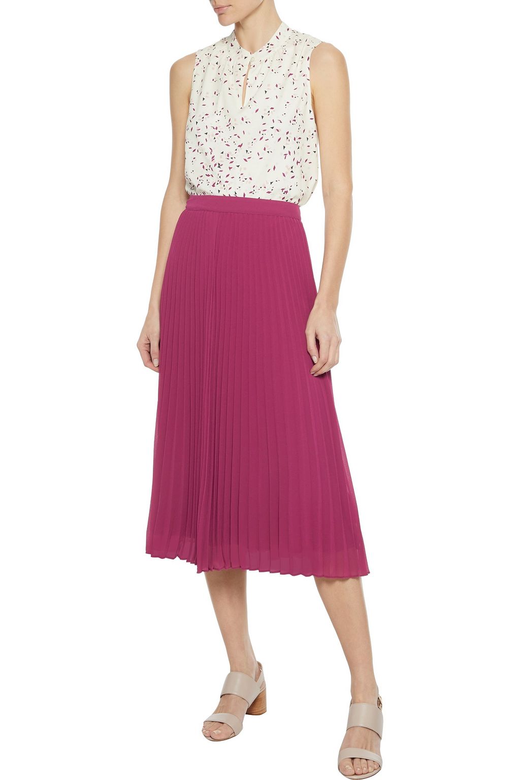 IRIS & INK Clove pleated chiffon midi skirt