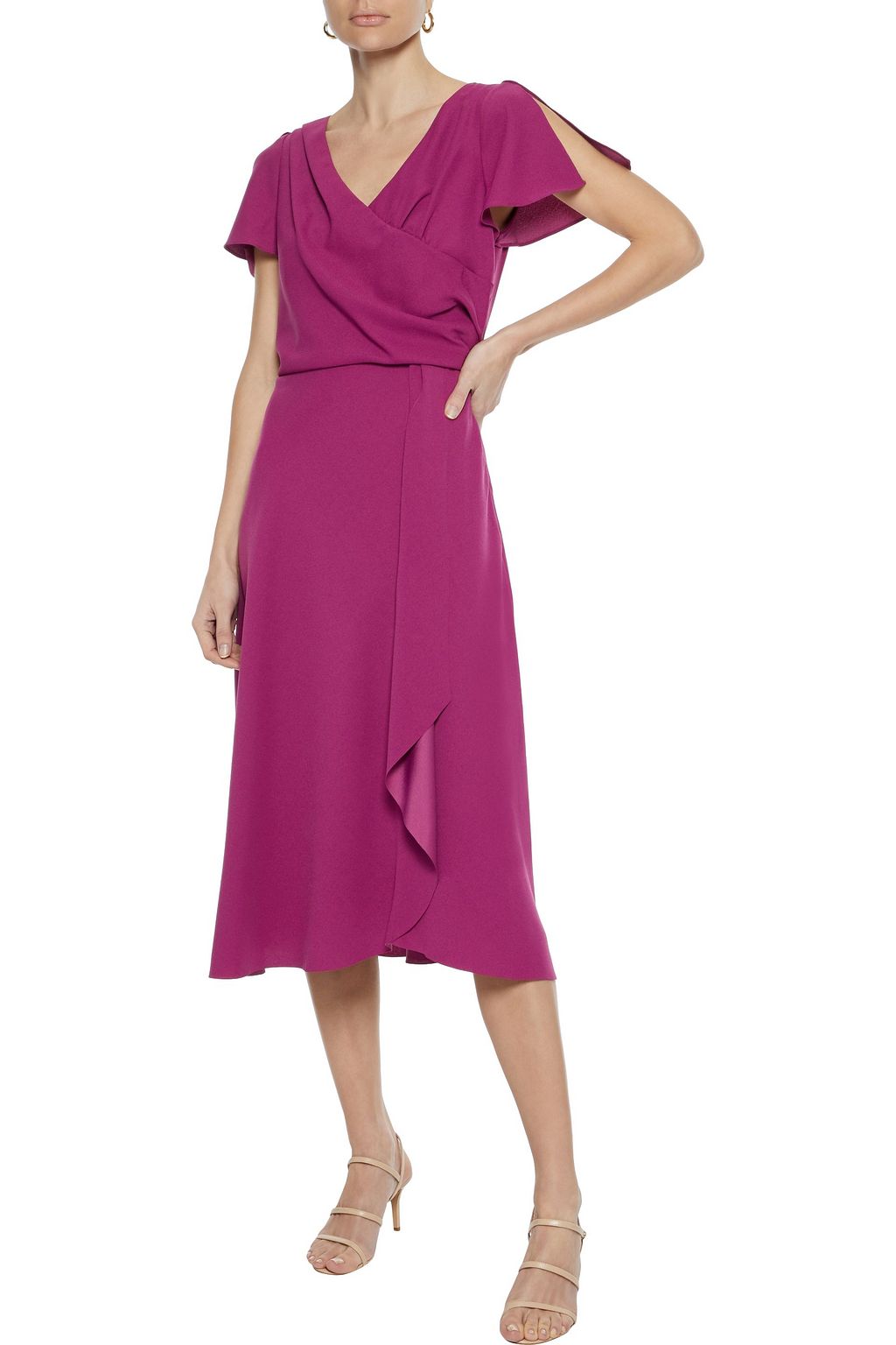 IRIS & INK Jacaranda wrap-effect crepe midi dress